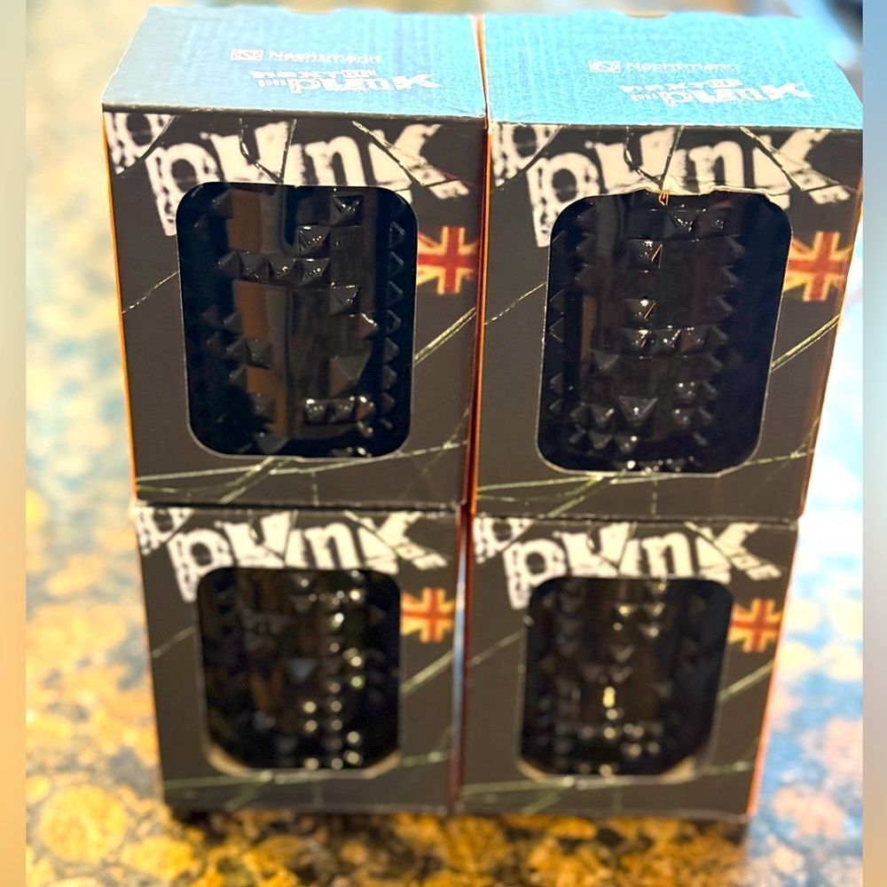 Set of 4 Nachtmann Black Studded Bavarian Crystal Whiskey Tumbler Glasses NIB